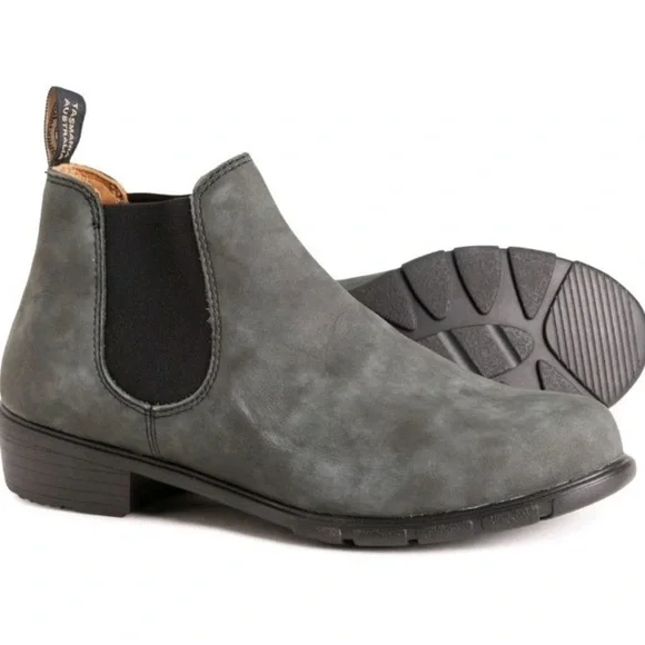 Blundstone 1971 Chelsea Ankle Boots Slip On Leather Rustic Black Gray Size 7.5