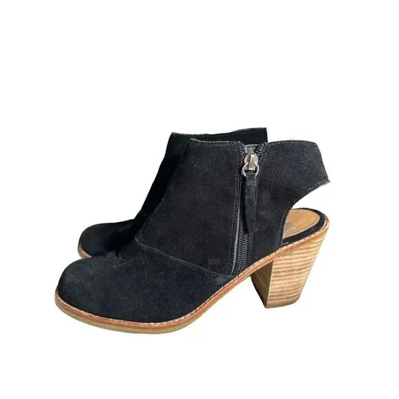 Dolce Vita Black Suede Heeled Peep Heel Bootie