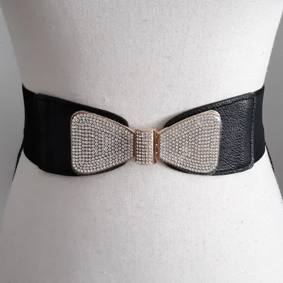 Rhinestone Bow Stretch Belt NWT