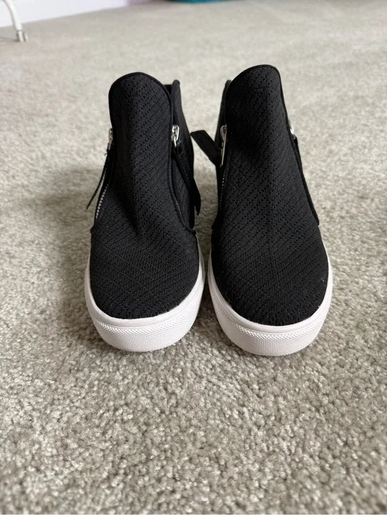 Steve Madden Black Knit Slip-On Booties with White Platform