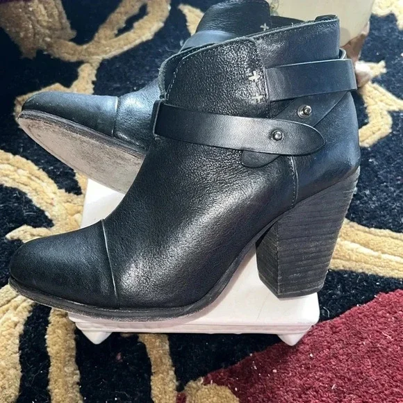 Rag & Bone Women’s Black Leather Ankle Booties, Boots Shoes Size 7