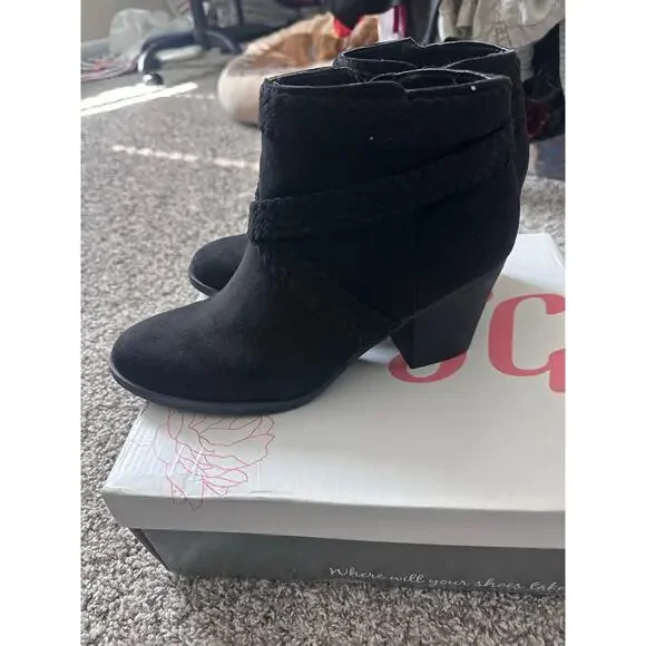 JG Black Sude Booties Boots Size 7.5