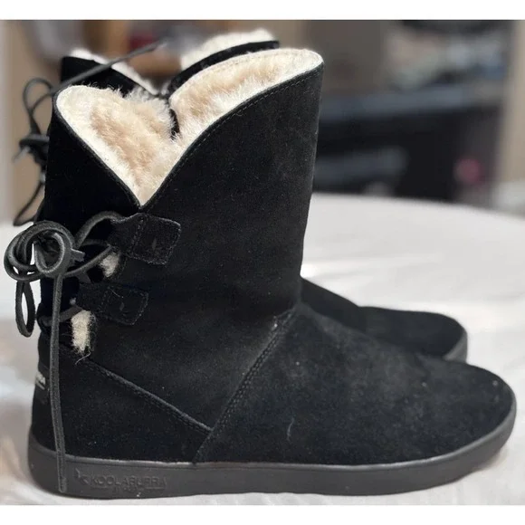 Koolaburra UGG Boots Womens 8 Shazi Short Shearling Winter 1019361 Black Suede