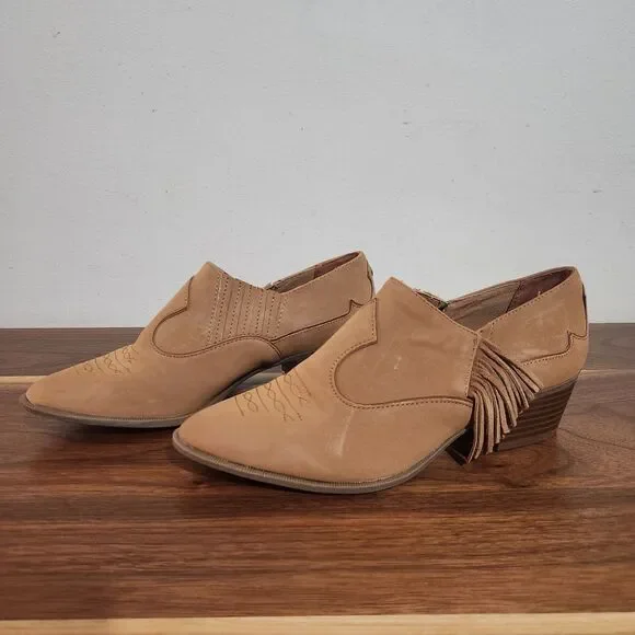 Sam Edelman Circus Hermosa Fringe Brown Ankle Boots Bootie 8.5 Western Saddle