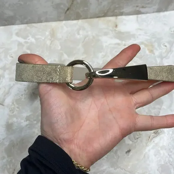 White House Black Market gold contemporary leather belt