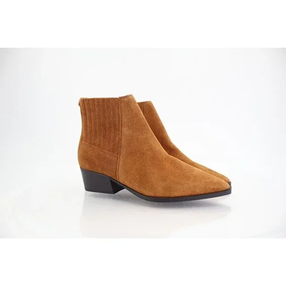 Marc Fisher LTD Womens Yarita Chelsea Boots Pointed Toe Tan Brown Suede Sz 7 M
