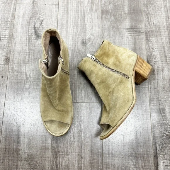 Officine Creative Beige Suede Peep Toe Boots Size 40 1/2 (10.5)