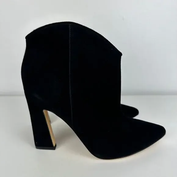 NWB Marc Fisher LTD Womens Masina Pointed Toe Black Suede Heeled Booties 6M