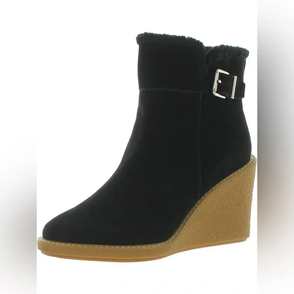 NWOT Franco Sarto Ulayna Suede Faux Fur Wedge Boots