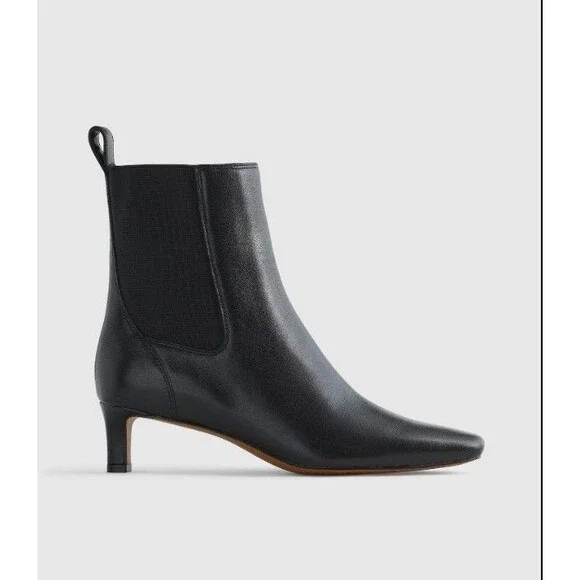 Madewell The Dimes Kitten Heel Boots Black 100% Leather Size 7