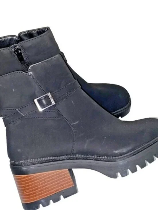Bamboo Affirm Lug Sole Bootie Women's Boot Black Size 10