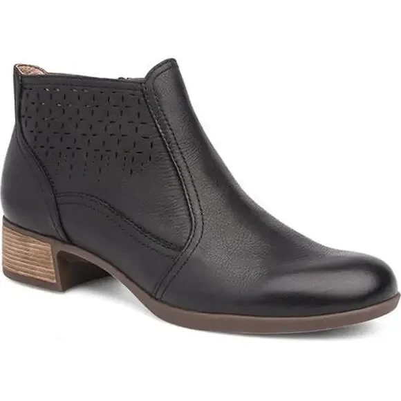 Dansko Liberty Ankle Booties Women’s Black Burnished Nappa Leather - Size 36