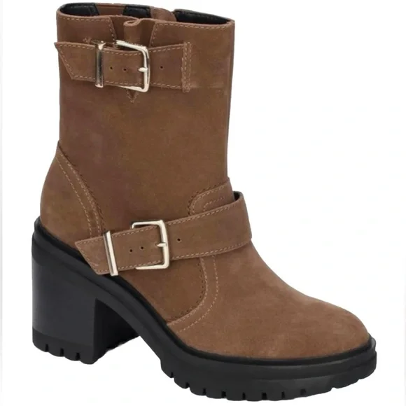 Kenneth Cole Women's Rhode Heel Buckle Women’s Brown Ankle Boot Size 10