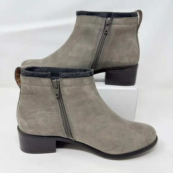 Vionic Joslyn Womens Ankle Zip Boots 7.5W Weather Resistant Leather Wool Accent