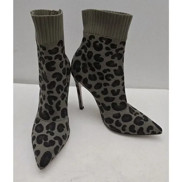 Gianvito Rossi SAUVAGE Women's Leopard Animal Print Socks Boots Italy EU 39 US 9