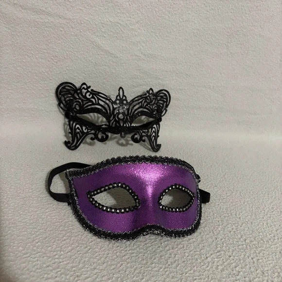 Purple and Black Glittered Masquerade Masks