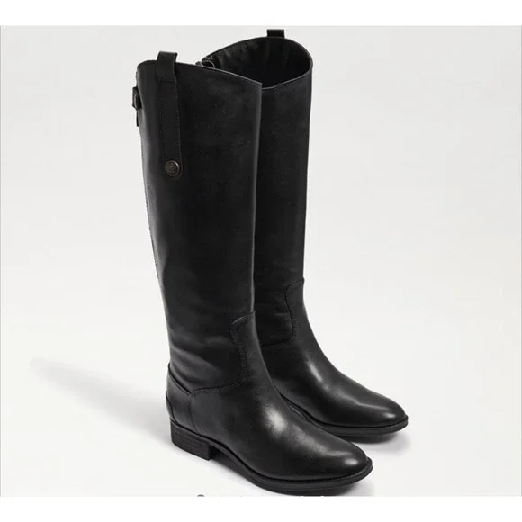 Sam Edelman Women Penny  Leather Anthropologie Equestrian Black Leather Boots 8M
