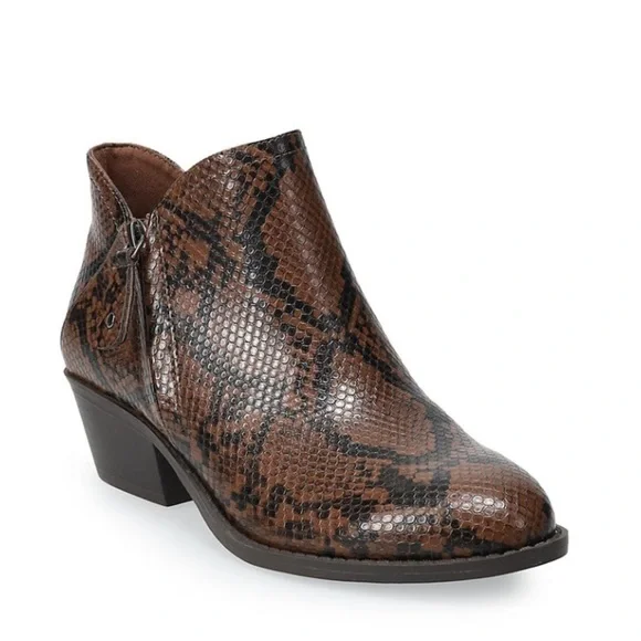 Snakeskin printed ankle booties