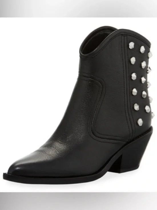 Marc Fisher LTD Baily studded western booties in black leather 6.5 women’s