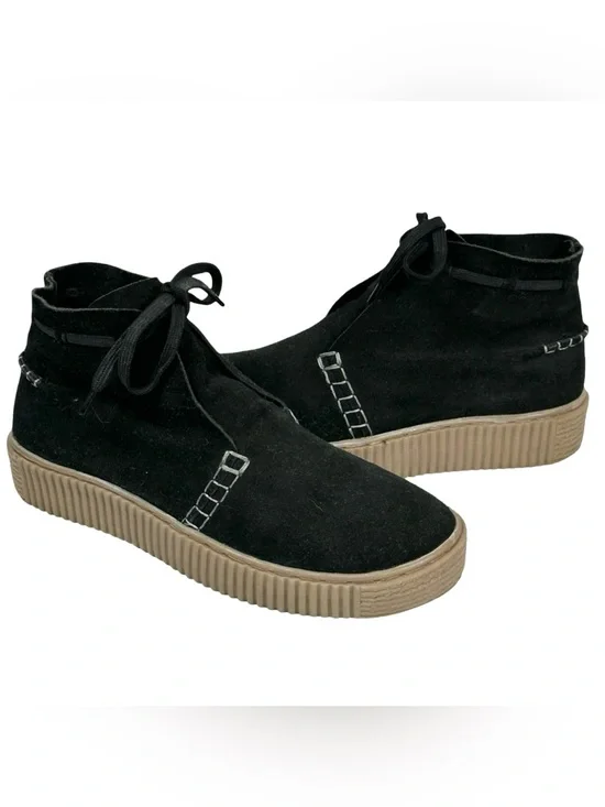 Free People Black Suede Leather Boho Chukka Sneaker Booties Women’s Size 39