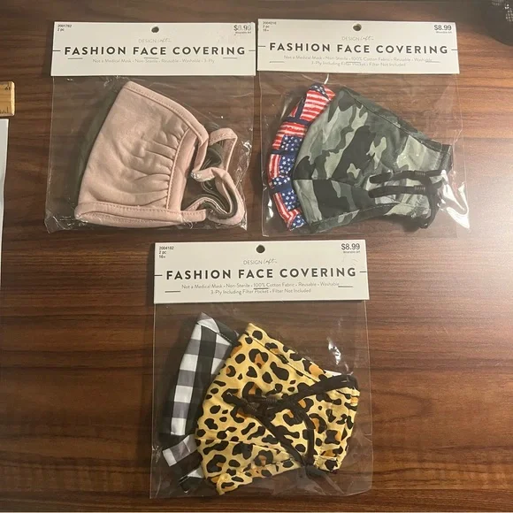 Fashion Face Covering American Plaid Cheetah Assorted  Face Masks.