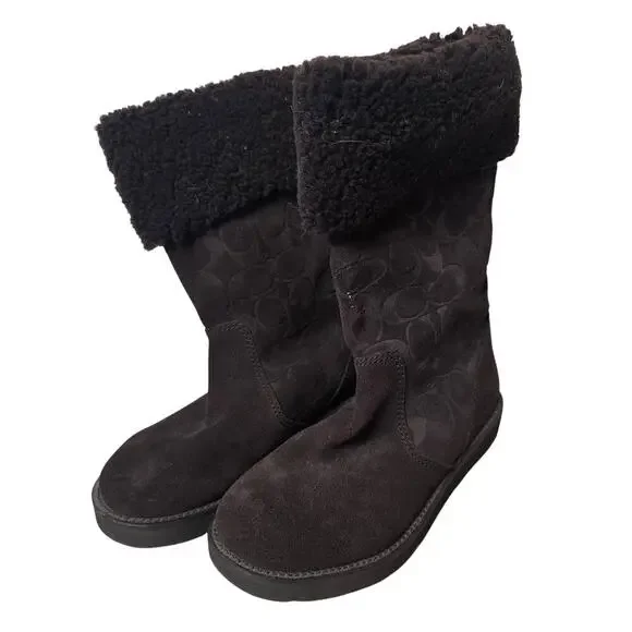 Coach Kally Winter Boots Brown Suede & Shearling Uppers Size 7.5