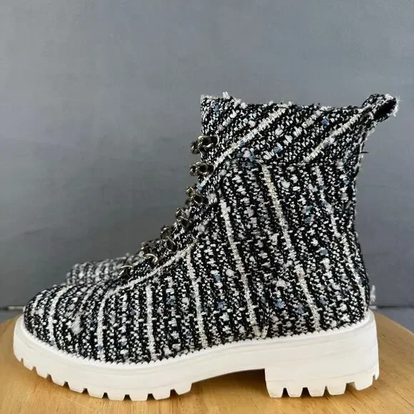 Anthropologie Cecelia New York Tweed Chance Hiker Combat Boots Womens Size 7M US