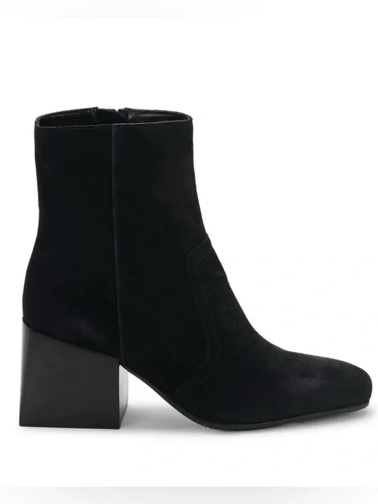 Blondo Salome Waterproof Cow Suede Ankle Boots Black Block Heel 9.5M