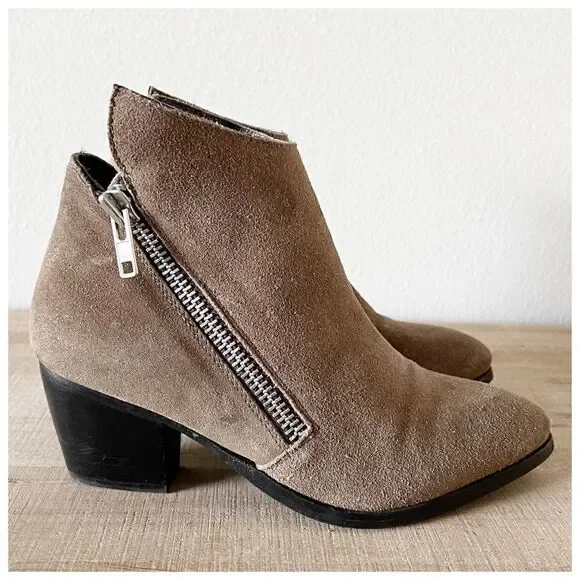 Anthropologie Matisse Frankie Asymmetrical Suede Zip Ankle Bootie