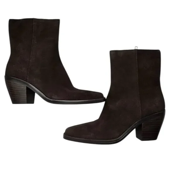 NWOB Madewell The Idris Side Zip Ankle Boot Coffee Bean Suede Leather Size 8