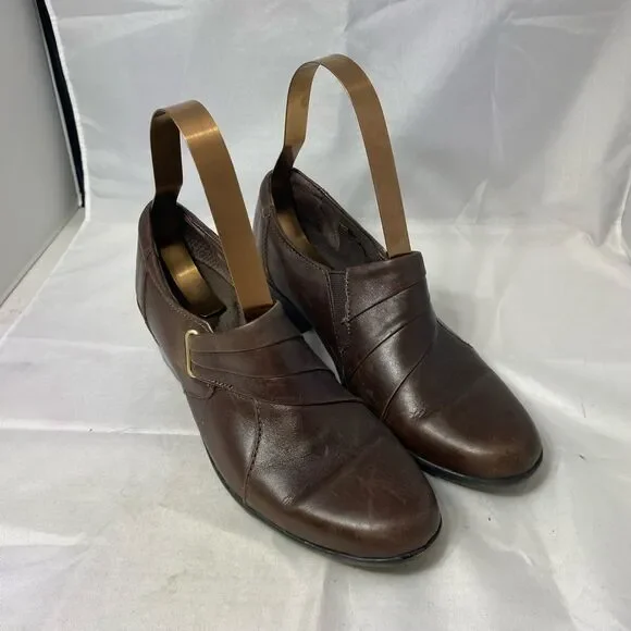 Clarks Bendables Loafer Shoes Women's 8m Brown Leather Slip On 2.25
