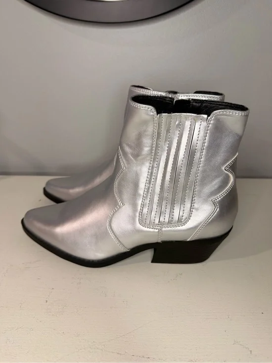 NOBO Silver Metallic Chelsea Ankle Boots