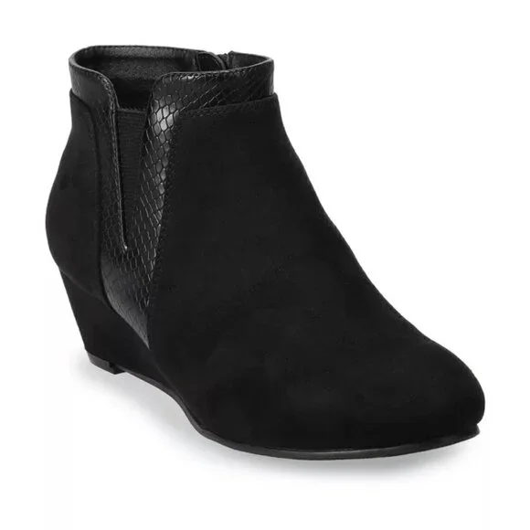 Croft & Barrow Ocelot Black Ankle Boots Booties Sz 6.5