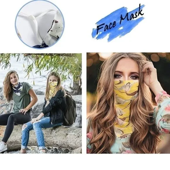Floral face mask Chiffon ear loop gaiter