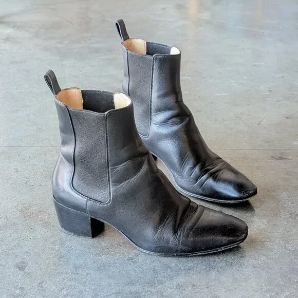Christian Louboutin Black Leather Ankle Chelsea Boots size 36.5