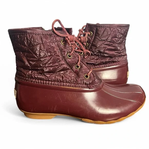 Sperry -‎ Women's Top-Sider Saltwater Duck Boots Quilted Nylon Burgundy - Sz. 8