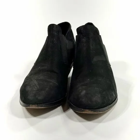 Eileen Fisher Black Suede Leather stretch bootie 7