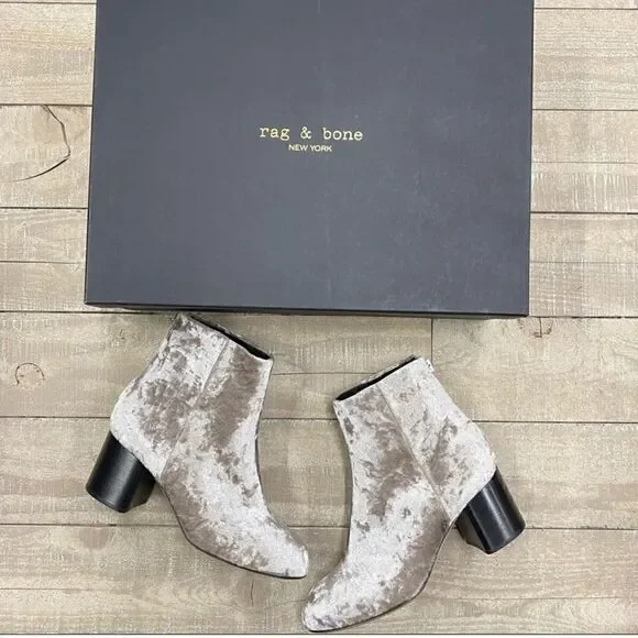NIB rag & bone Drea Booties in Dove Velvet Size 6.5