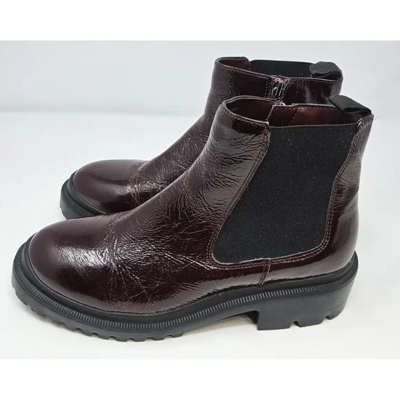 Blondo Cayla‎ Womens Boot 8.5 Waterproof Chelsea Leather Patent Ankle Brown