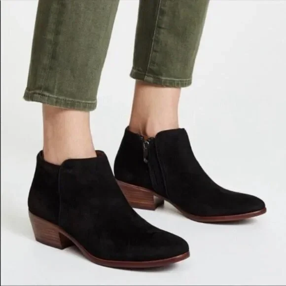 Sam Edelman‎ Western Petty Suede Boot Black Leather Boho Stagecoach 7.5