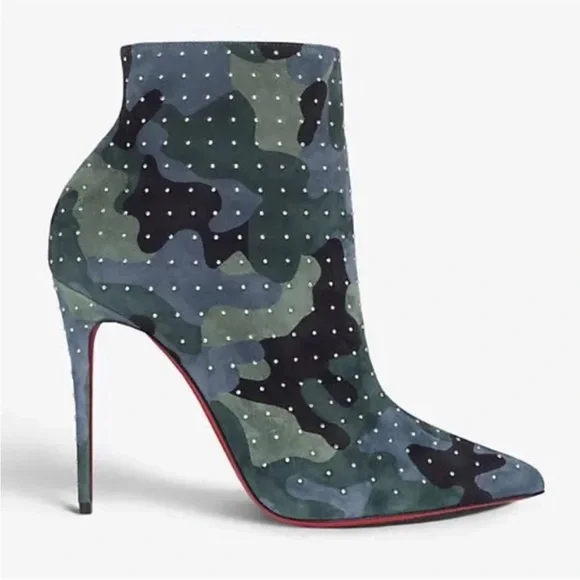 Christian Louboutin So Kate booty plume Camou Crystal accent RETAIL 1,310