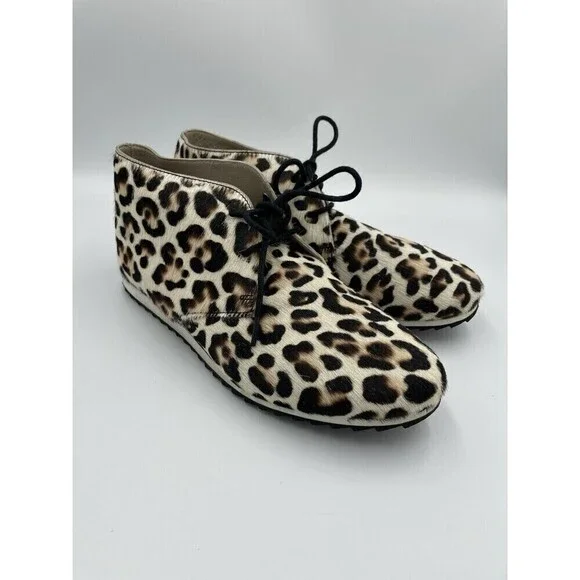 BODEN Booties Ashbourne Leopard Print Calf Hair Size 8 EU 38