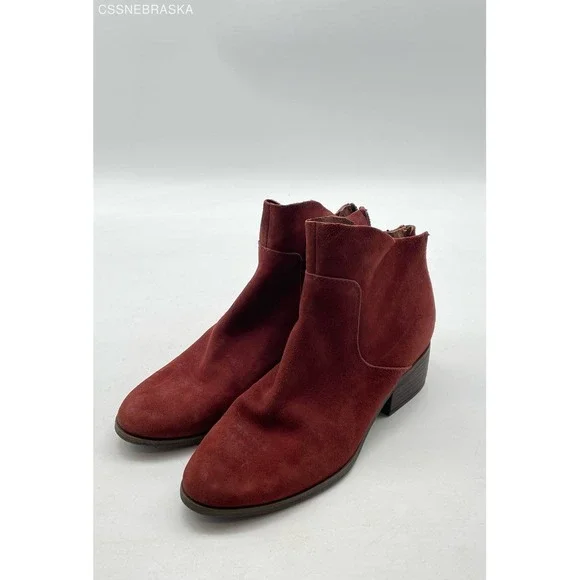 LUCKY BRAND Lahela Ankle Boots‎ in Red/Sable Suede - Size 8/38