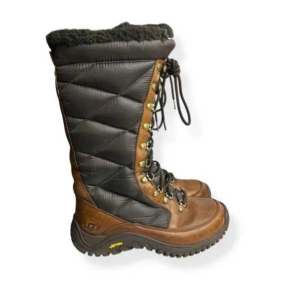 UGG Australia Women's Kintla Boots‎ Leather Quilted Two Tone Brownstone US 7