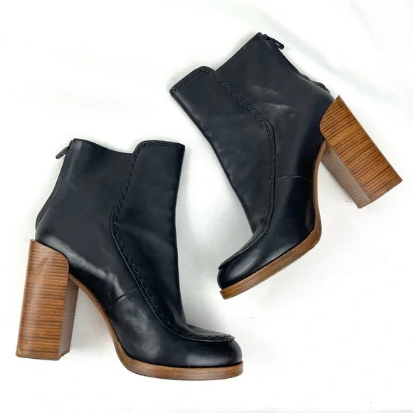 3.1 Philip Lim Black Jasper Ankle Stacked Heel Boots 39
