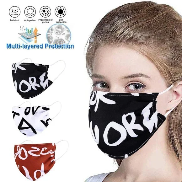 3-PACK Poly Mouth Face Masks Washable Cover Mask S
