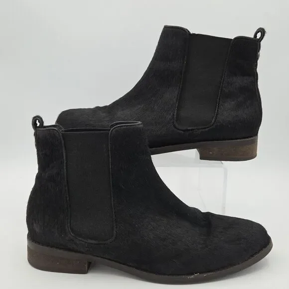 Maruti Black Calf Hair Chelsea Boots US Sz 8.5 EU Size 40 Block Heel EUC
