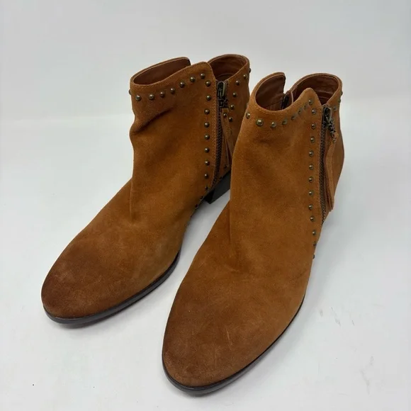 Sam Edelman Brown Suede Studded Boots 2 Zipper Brown Size 9 1/2