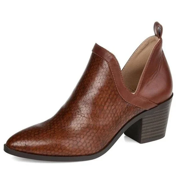 Journee Collection Womens 7 M Brown Terri Block Heel Ankle Booties NIB FO6