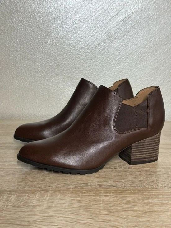 Vionic Belmont Women Size 8.5 Dark Brown Leather Ankle Booties